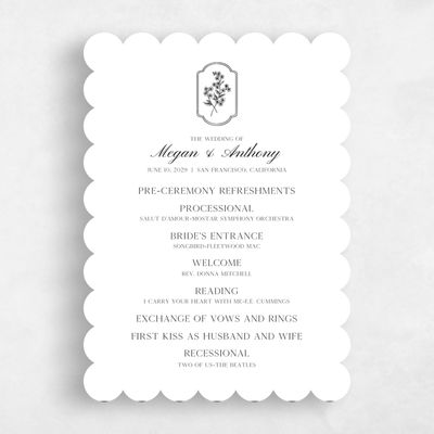 White Scalloped Wedding Program - Pino
