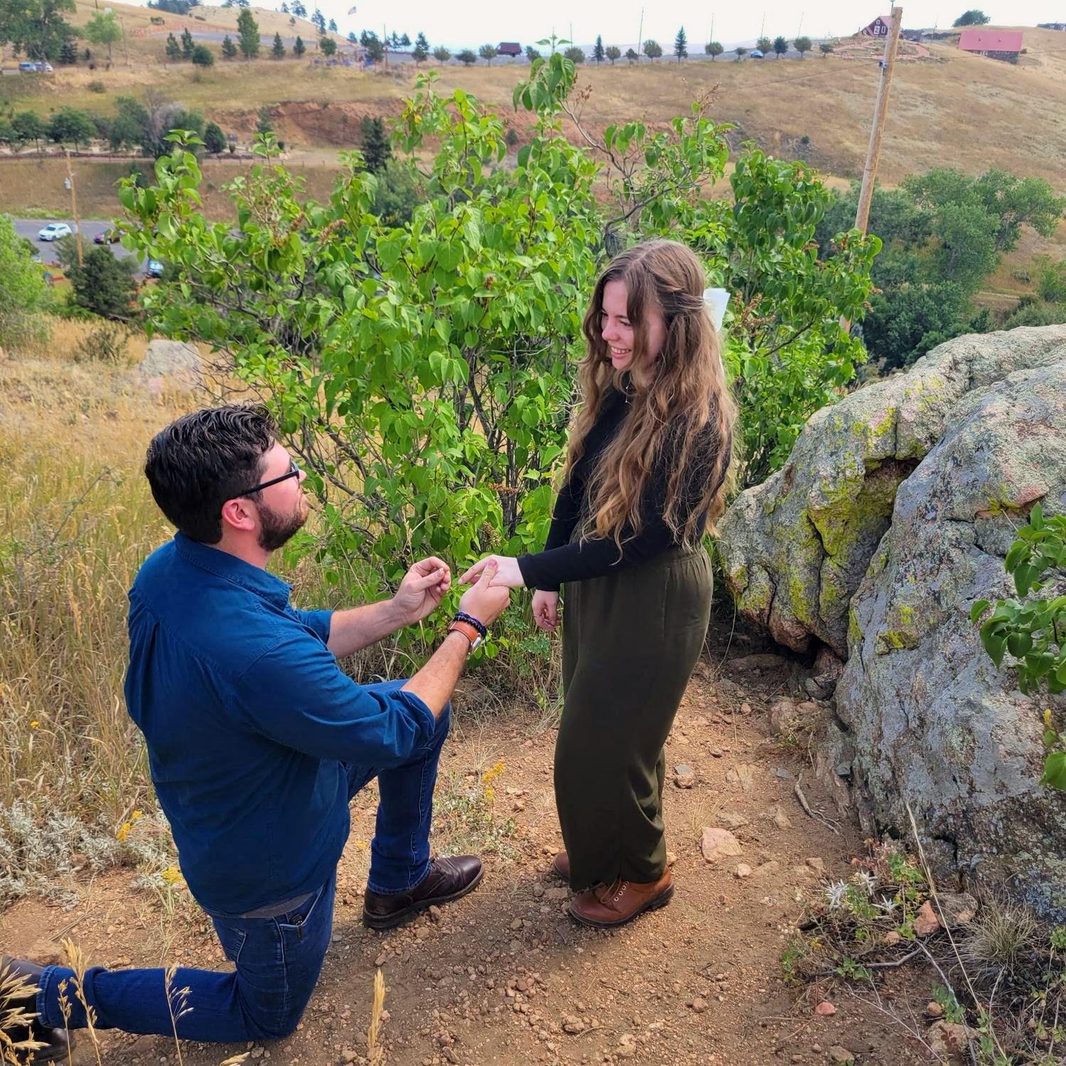 Nic's proposal to Emily at the Mother Cabrini Shrine