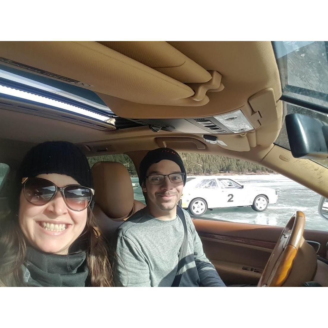 Driving on a frozen Georgetown Lake
