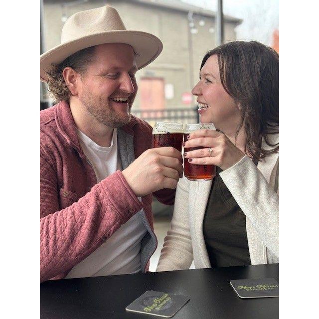 Celebrating our engagement at our first date spot