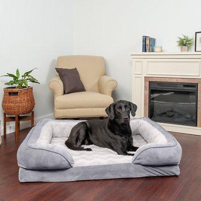 FurHaven Velvet Waves Perfect Comfort Orthopedic Sofa Cat & Dog Bed