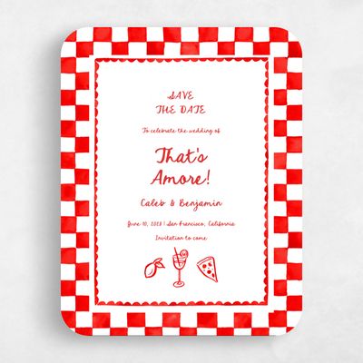 Red Rounded Wedding Save the Date - Amore Portrait