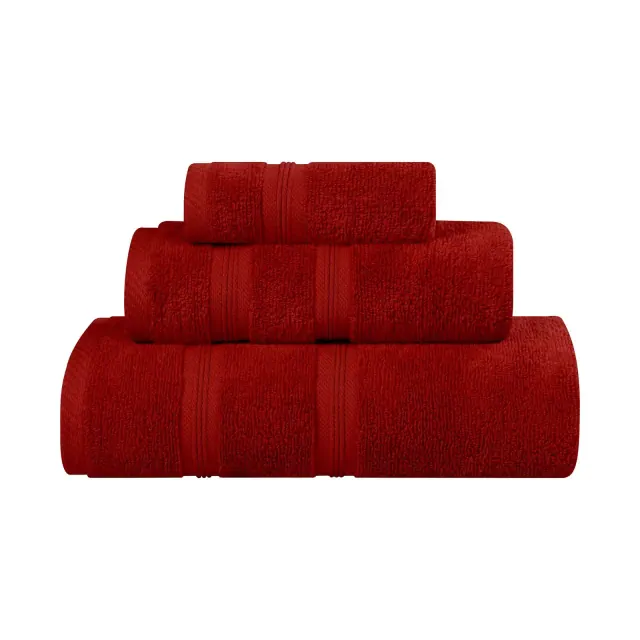 Smart Dry Cotton Medium Weight Solid 3 Piece Towel Set, Crimson - Blue Nile Mills