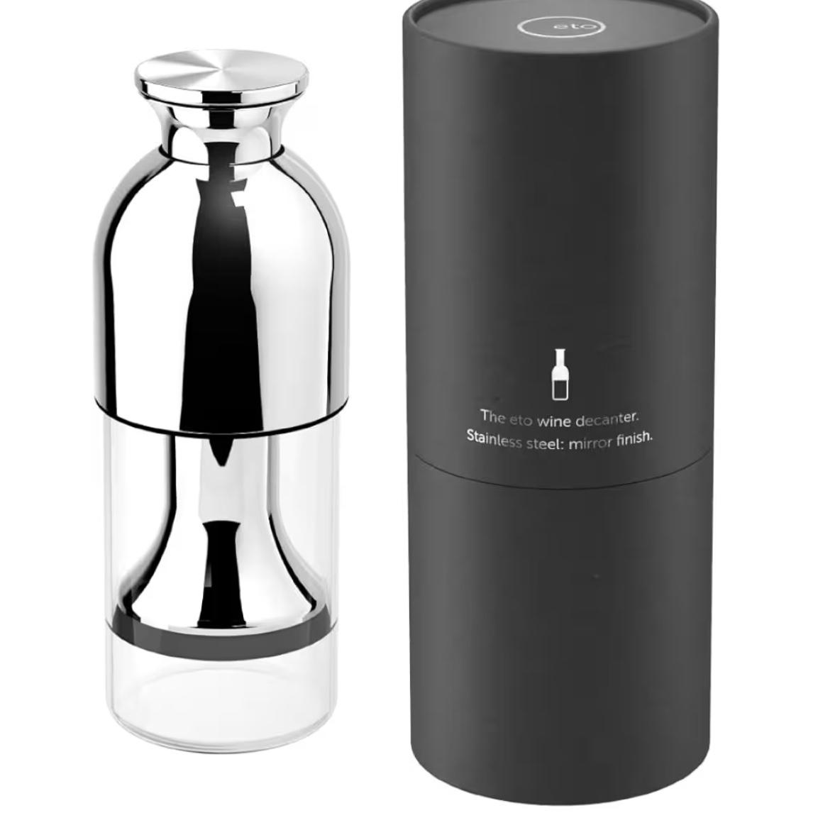 eto wine decanter in stainless: mirror finish
