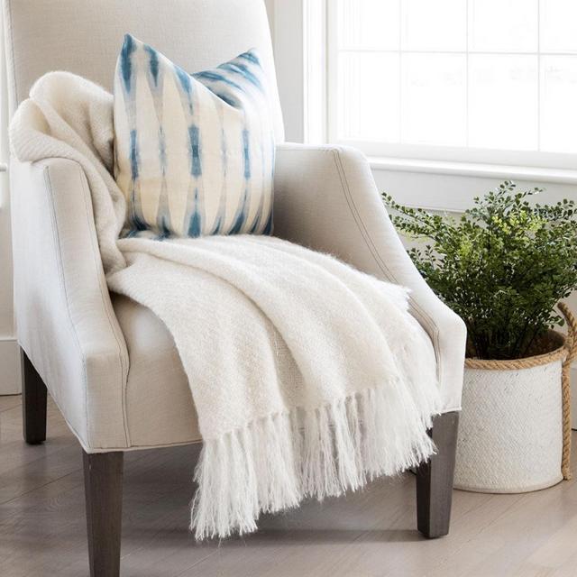 Ivory Handwoven Mohair Throw
