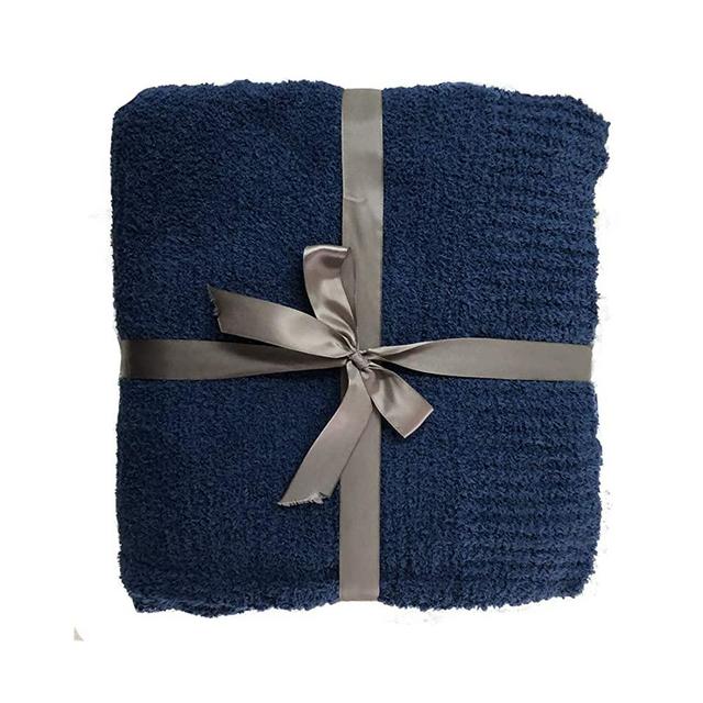 JOOJA Knit Throw Blanket Super Soft Warm Blanket for Couch Lightweight Fluffy Blanket for Bed Sofa 60x80 Inches Navy Blue