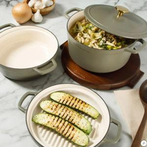Green Sur La Table Enameled Cast Iron Stackable Cookware Set