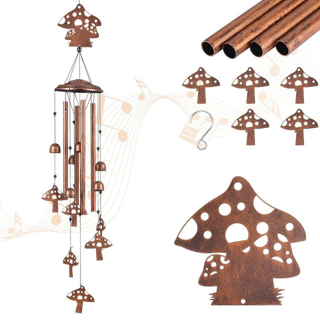 Marsui Mushroom Wind Chimes for Outdoor Garden Decor, Mushroom Garden Decor Piece, Yard Decorations Wind Chimes, Cute Small Wind Chimes for Garden Lovers, Mushroom Housewarming Gifts for Women Mom