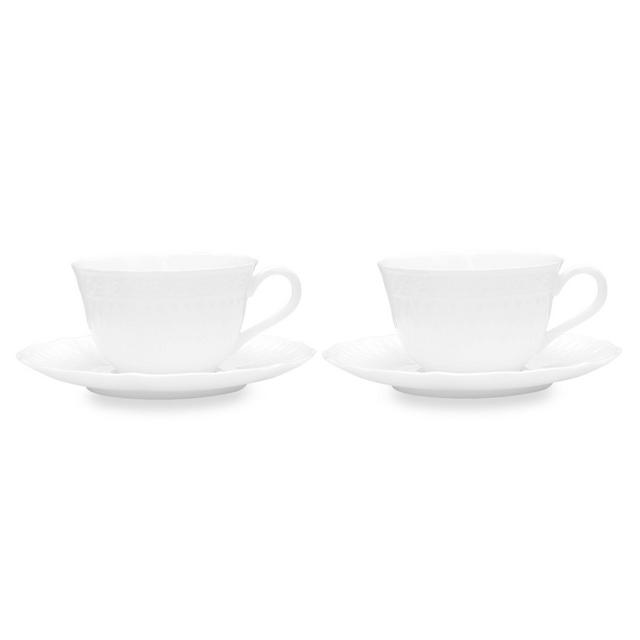 Noritake® Cher Blanc 4-Piece Cup & Saucer Set for Two