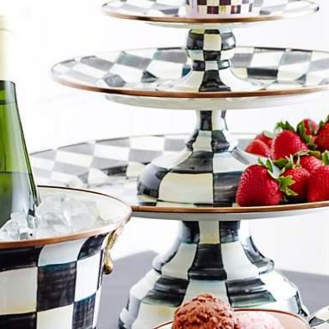 Courtly Check Enamel Three Tier Sweet Stand