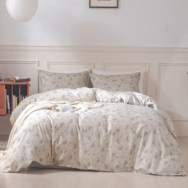 Boho Floral Duvet Cover King Cotton Aesthetic Bedding Set King Size Comforter Cover Set Garden Lightweight Soft Duvet Cover Set Zipper Closure Breathable