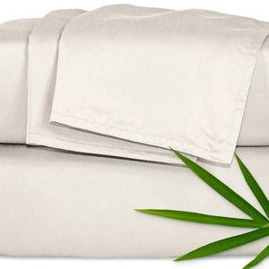 Pure Bamboo King Sheets, Genuine 100% Organic Viscose Derived from Bamboo Bed Sheet Set, Luxuriously Soft & Cooling, Double Stitching, 2 Year Quality Promise (King, Creme)