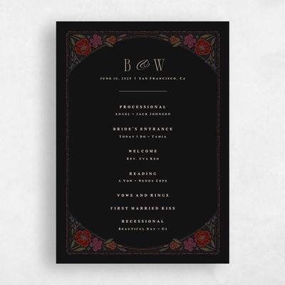 Black Wedding Program - Persephone