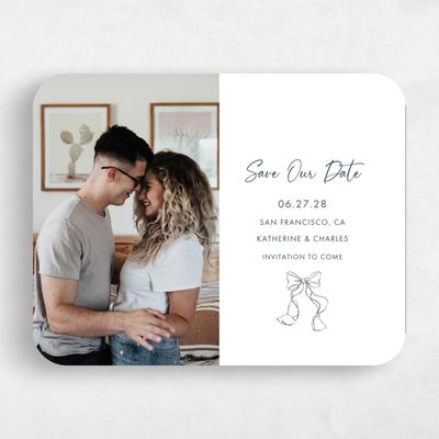 White Rounded Wedding Save the Date - Hamilton Photo