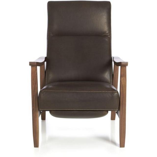 Greer Leather Wood Arm Recliner