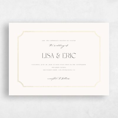 Beige Wedding Invitation - Rothenburg Landscape Foil