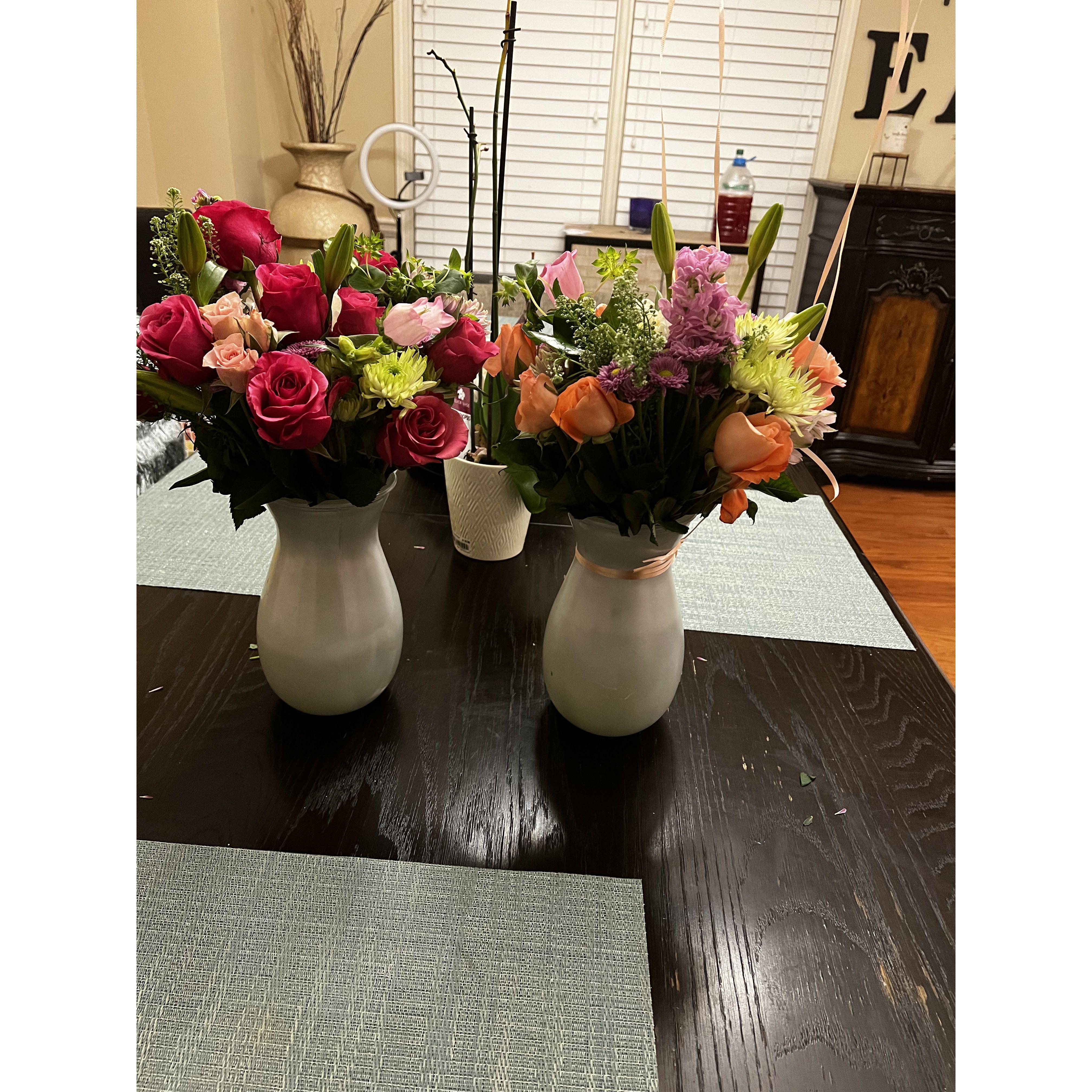 2 bouquets of roses bc he missed me after my mom & I took a weekend trip to MO