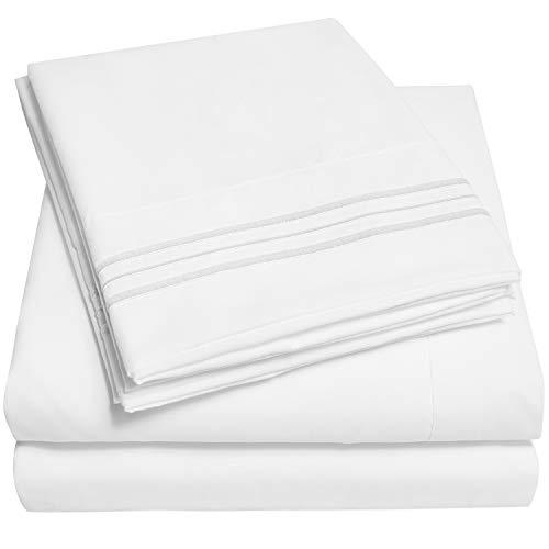 1500 Supreme Collection Extra Soft Full Sheets Set, White - Luxury Bed Sheets Set with Deep Pocket Wrinkle Free Hypoallergenic Bedding, Over 40 Colors, Full Size, White