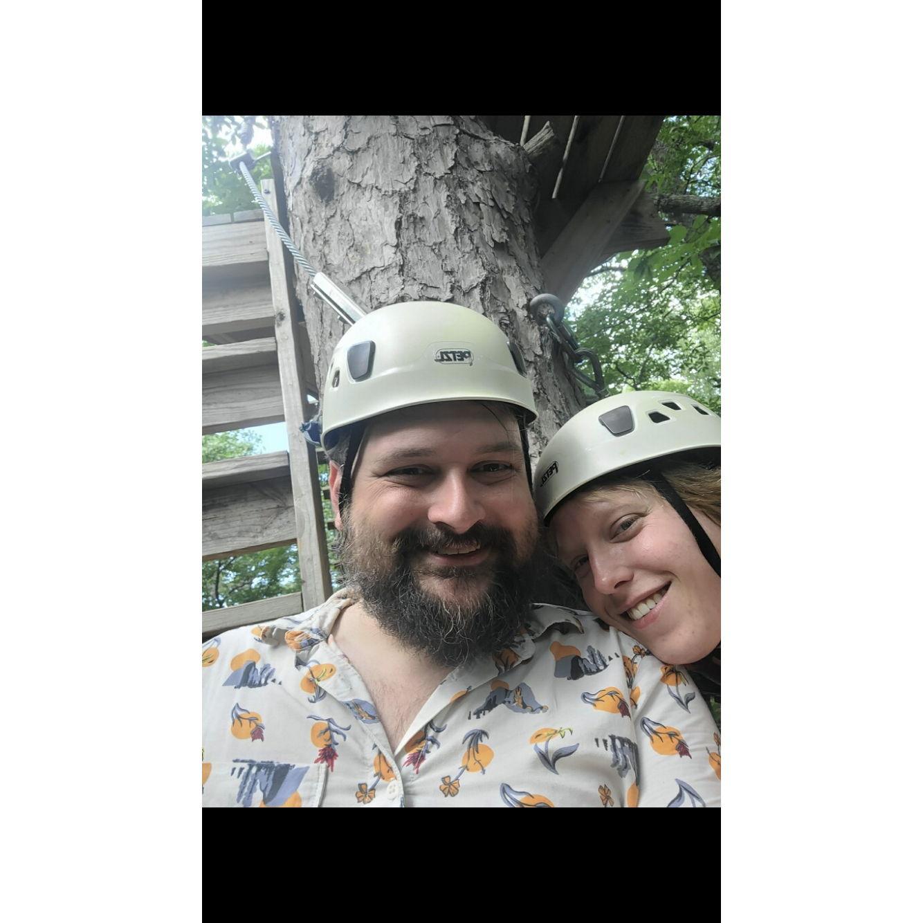 Alex wanted to go ziplining for his birthday and didn't know I have a fear of heights lol