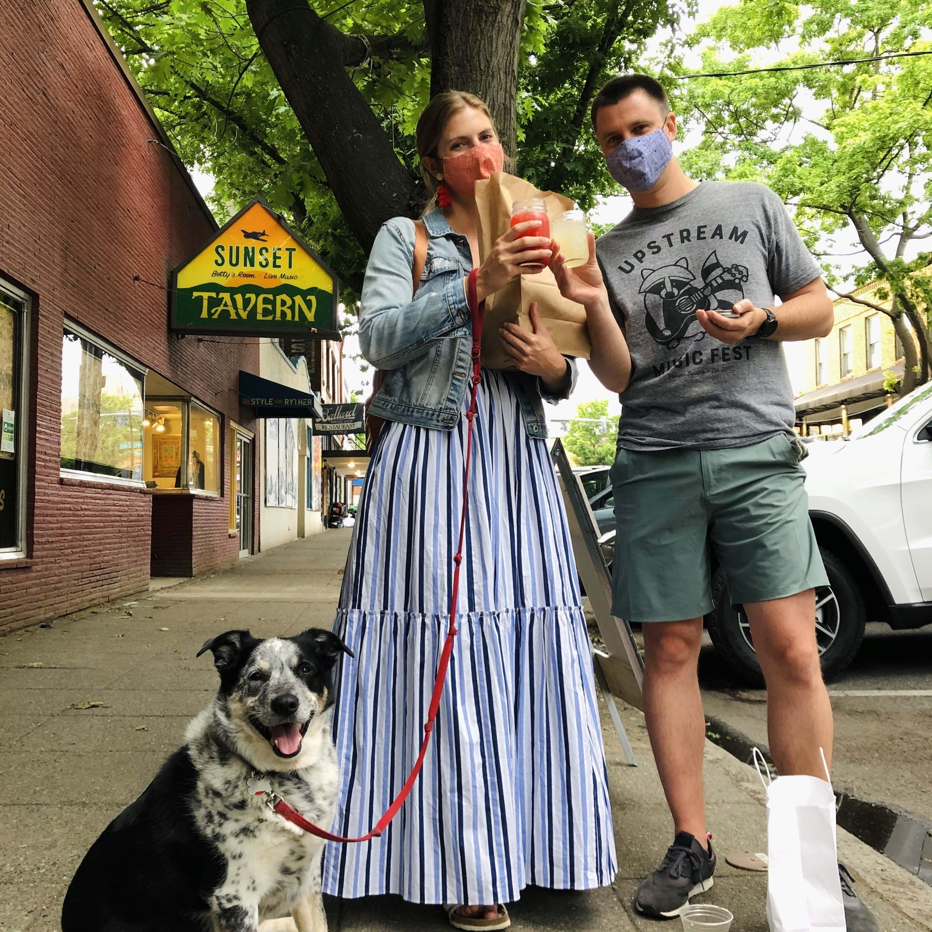 Cocktails to go in our neighborhood with our nephew Bruno, in the early days of the pandemic. 2020.