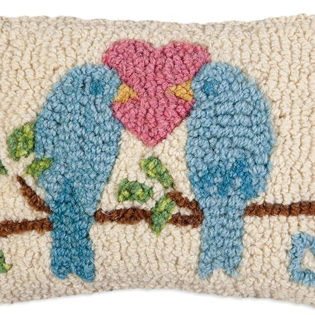 Chandler 4 Corners Artist-Designed Love Birds Hand-Hooked Wool Decorative Throw Pillow - Valentine's Day Pillow for Couches & Beds - Easy Care & Low Maintenance - Cute, Bird-Themed Pillow
