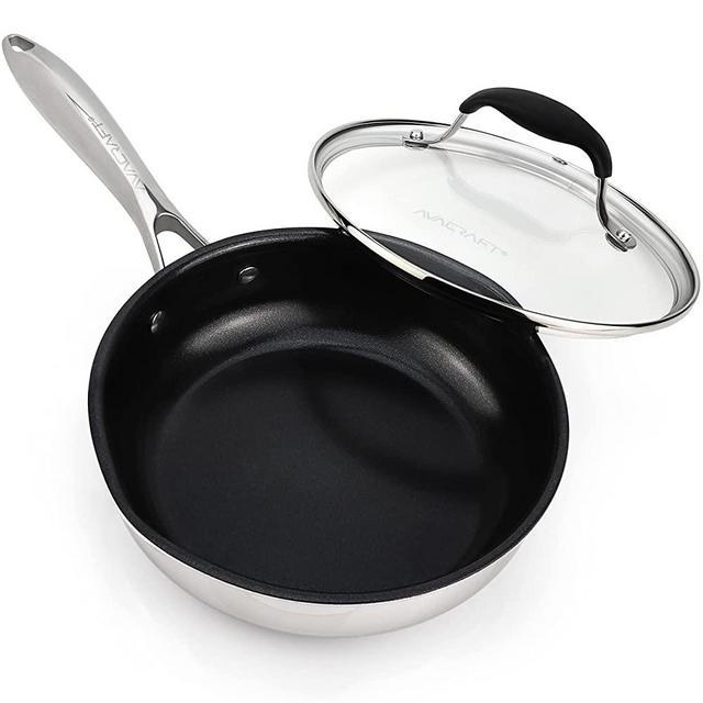 AVACRAFT Ceramic Nonstick Frying Pan with Lid, Healthy Egg Pan, Ceramic Nonstick Skillet, 100% PFOA, PTFE Toxins Free Cooking Pan, Best Ceramic Pans for Cooking (8 inch Non-Stick Frying Pan)