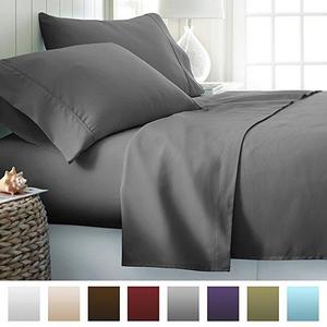 ienjoy Home Beckham Luxury Soft Brushed Bed Sheet Set, Hypoallergenic, Deep Pocket, Queen, Gray