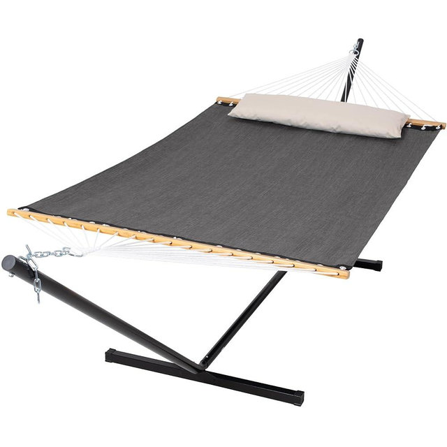 SUNCREAT Hammocks for Outside with Stand, Extra Large Double Hammocks 2 Person Heavy Duty, 450 lbs Capacity, Dark Gray