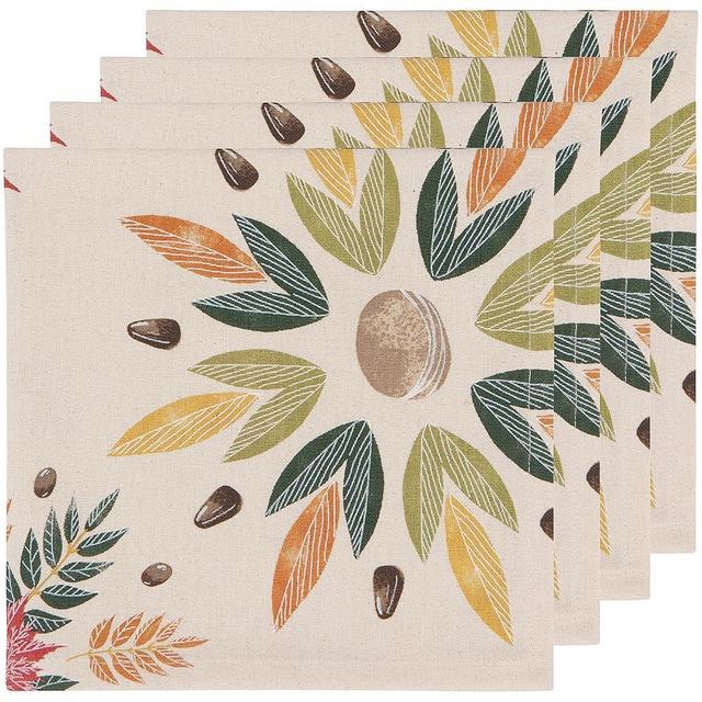 Now Designs Fall Foliage Cotton Napkins 18x18 inch, Set of 4