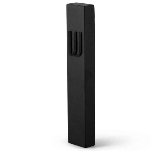 Rustic Concrete Mezuzah Case With a Black Wood