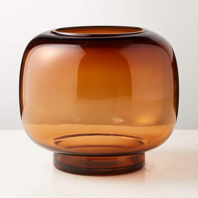 Coco Round Smoked Amber Glass Hurricane Candle Holder Large