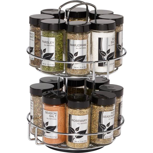 Kamenstein 16-Jar Revolving Chrome Wire Spice Rack, Spices and Jars Included