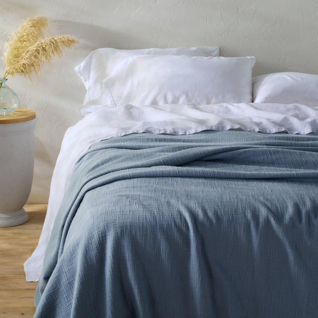 King Cotton Slub Blanket Mineral Blue - Casaluna™