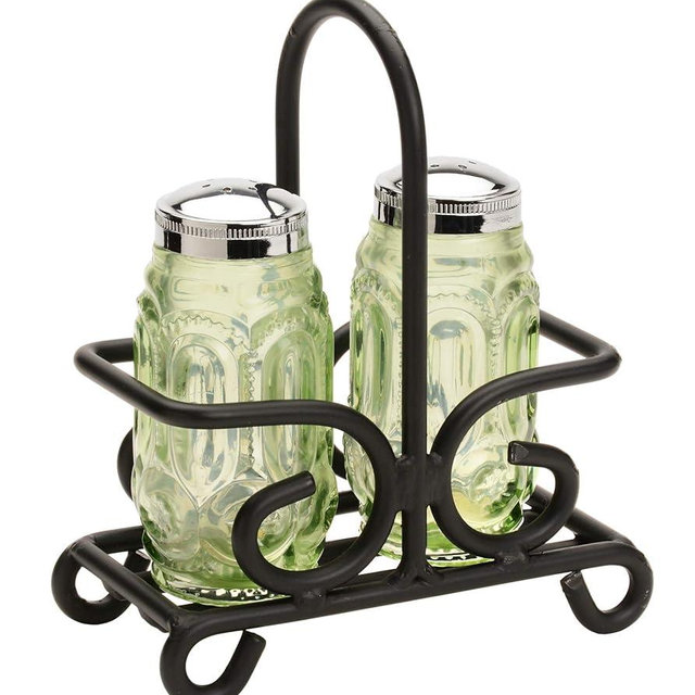 SALT & PEPPER CADDY - Sturdy Wrought Iron Shaker Rack in Satin Black Finish Hand Forged by Amish Blacksmith Lancaster Pennsylvania USA