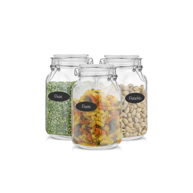 JoyJolt Airtight Glass Jars Storage Cannister with Silicone Seal Lids - Set of 3 - 50 oz.