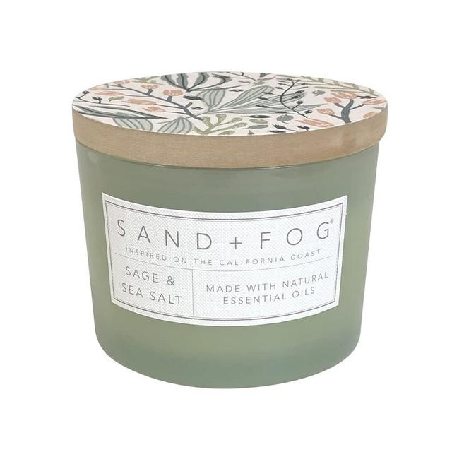 Sand + Fog Scented Candle - Sage & Sea Salt – Additional Scents and Sizes – 100% Cotton Lead-Free Wick - Luxury Air Freshening Jar Candles - Perfect Home Decor – 12oz