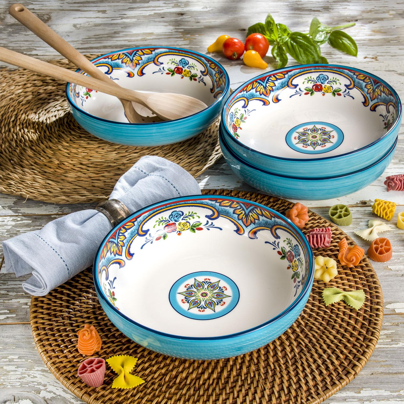 Euro Ceramica, Zanzibar Stoneware Pasta Bowl, Set of 4 | Zola