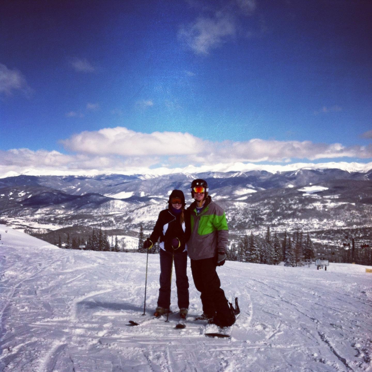 Breckenridge. Chris asked Katie to be his girlfriend here while riding up the chair lift. Then learned that he should always listen to his lady's advice to use sunscreen -even when its cold out.