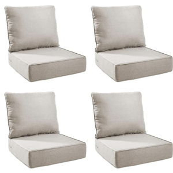 (BEIGE) Outdoor Cushion Set for Furniture Patio Furniture, UV Resistant, Water Resistant - 6 Inch Thick Foam Garden Cushions– 22x24 Inch Patio Seat Covers for Chair/Sofa/Couch | Beige | 4-Pack |