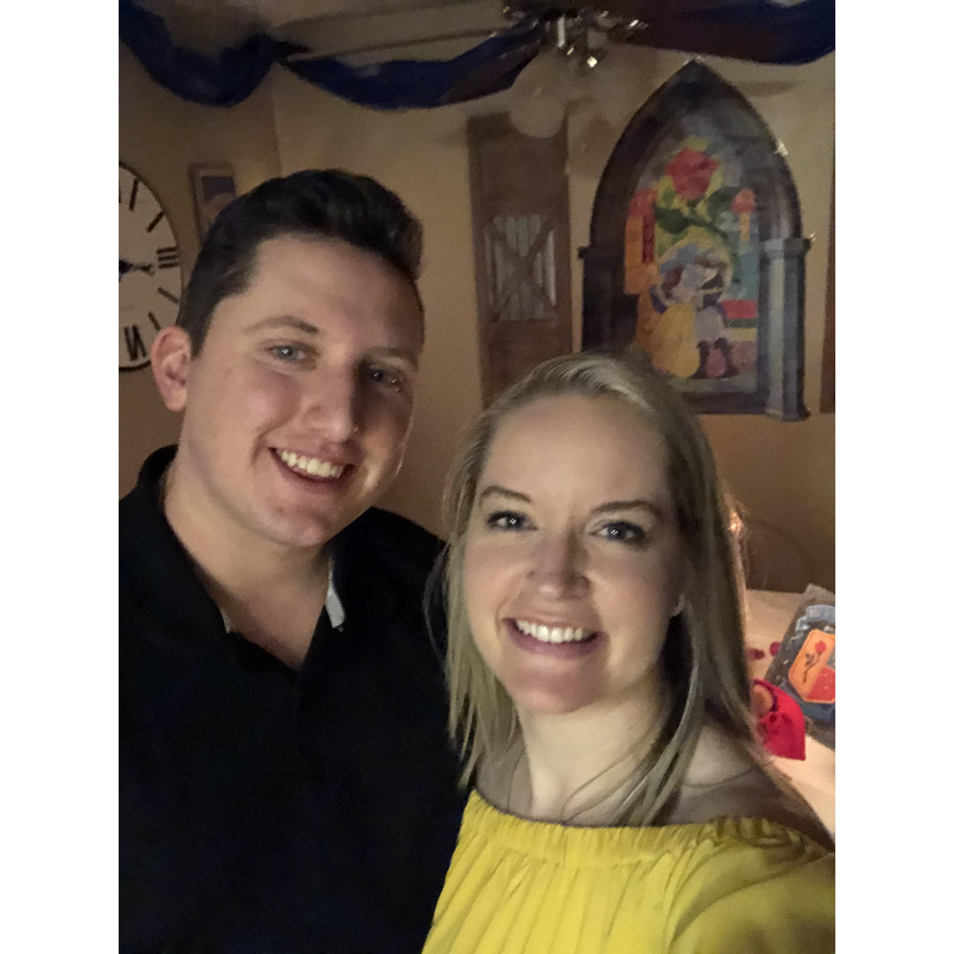 Feb 2021 - I surprised Ryan for Valentine's Day with a Day at Magic Kingdom in Eugene, OR. This picture was taken after dinner where I decorated it to look like "Be Our Guest" restaurant.