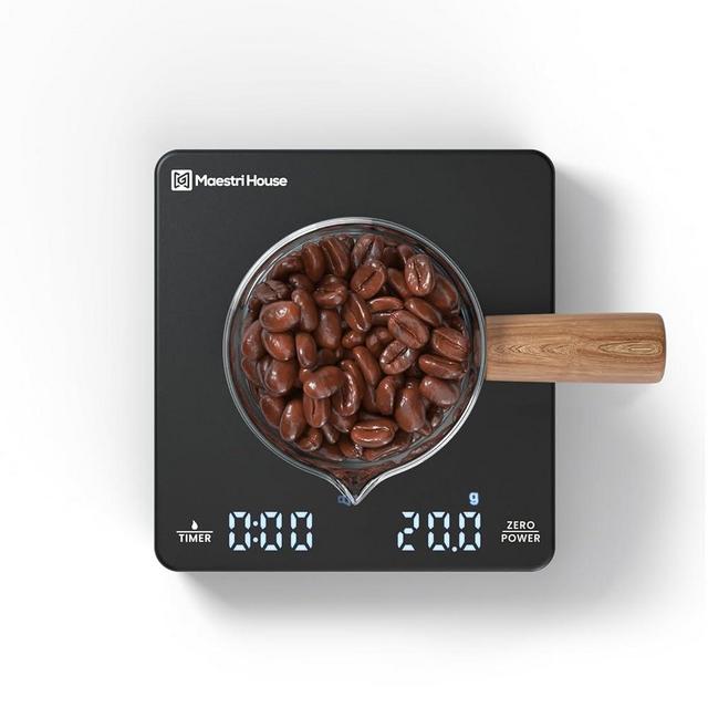 Mini Coffee Scale with Timer, Maestri House Espresso Scale, 2kg/0.1g Accurate Rechargeable Scale for Espresso and Pour-Over Coffee, Portable Digital Kitchen Scale with Automatic Timing