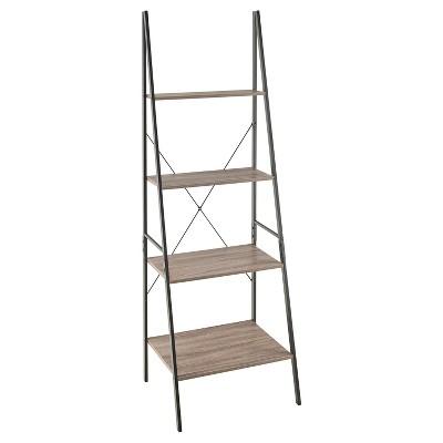 70" Ladder Bookshelf Mixed Material Gray - ClosetMaid