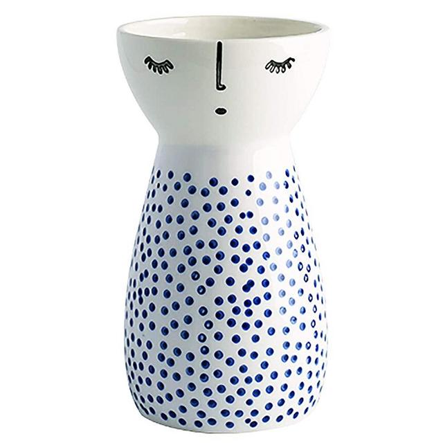 Senliart White Ceramic Vase, Small Flower Vases for Home Décor, 5.9 X 3.2 (Polka Dot)