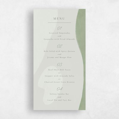 Laurel Green Wedding Menu - Madrid