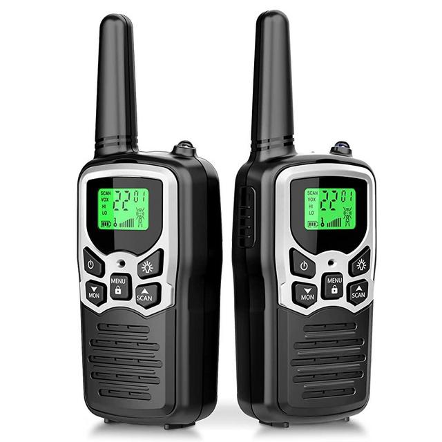 Walkie Talkies,MOICO Long Range Walkie Talkies for Adults Two-Way Radios with 22 Channels FRS VOX Scan LCD Display with LED Flashlight for Field, Survival Biking Hiking Camping 2 Pack (Silver)