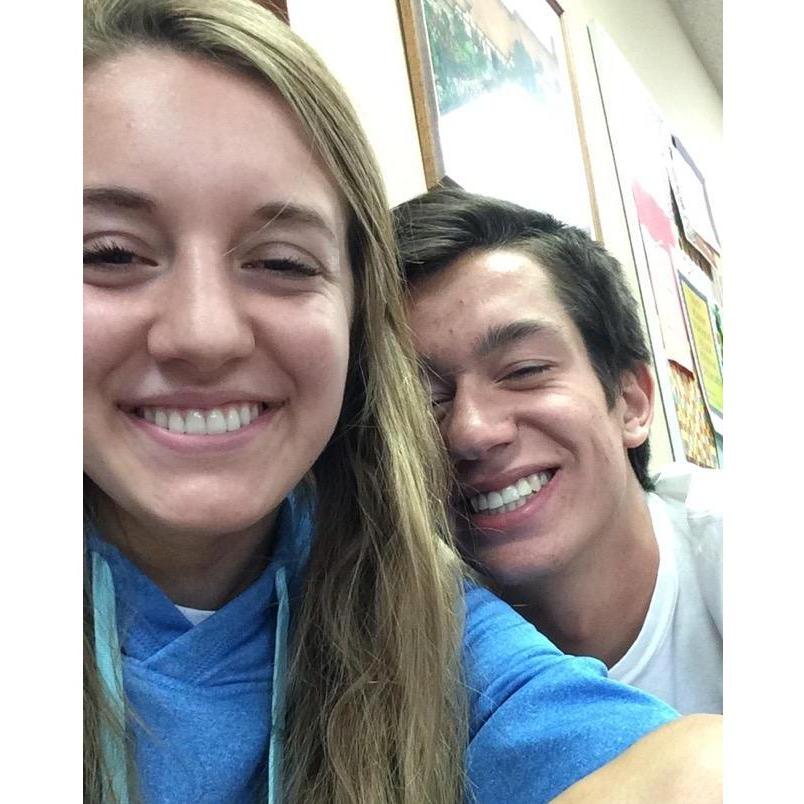 One of our first selfies together, courtesy of English class junior year of high school, 2015.