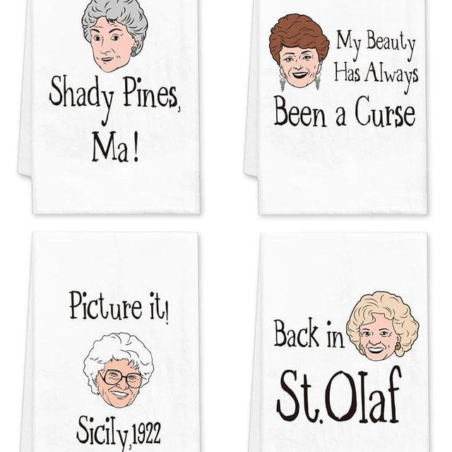 DDDDXO Golden Girls Kitchen Towels, Golden Girls TV Merchandise, Golden Girls Gifts for Girls, Golden Fans Housewarming Gift, Decorative Dish Towels Set of 4