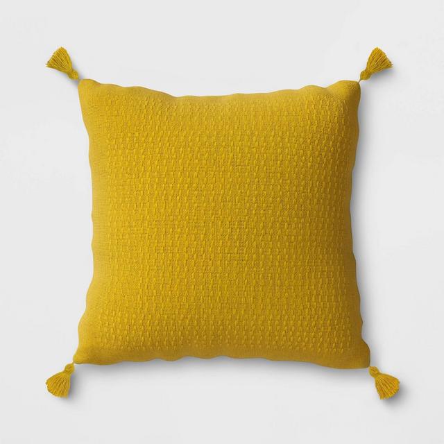 Woven Tasseled Outdoor Throw Pillow Yellow - Opalhouse™