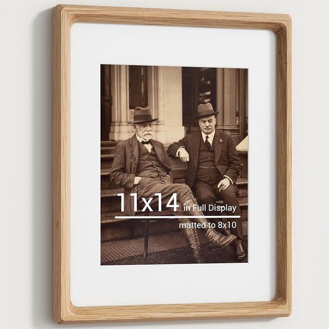 Heimlove 11x14 Picture Frames Natural Oak,Original Wood Hand Make Crafted Diploma Frame with Mat to 8x10 Graduation Picture Display,Family Picture,Wedding Picture,Photo,Certificate Wall Mounted