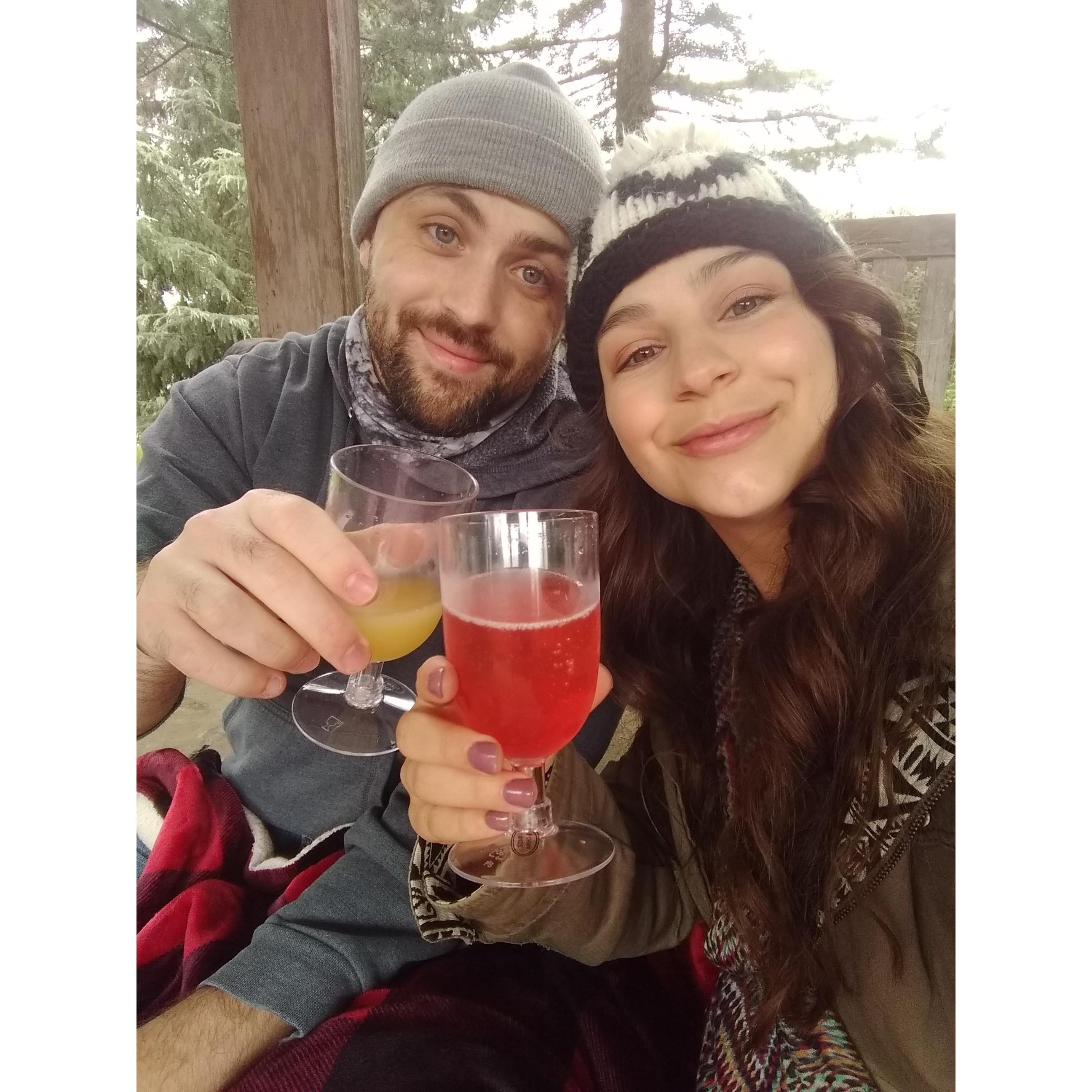 Enjoying the lovely picnic that Danny prepared just before he proposed. ♥